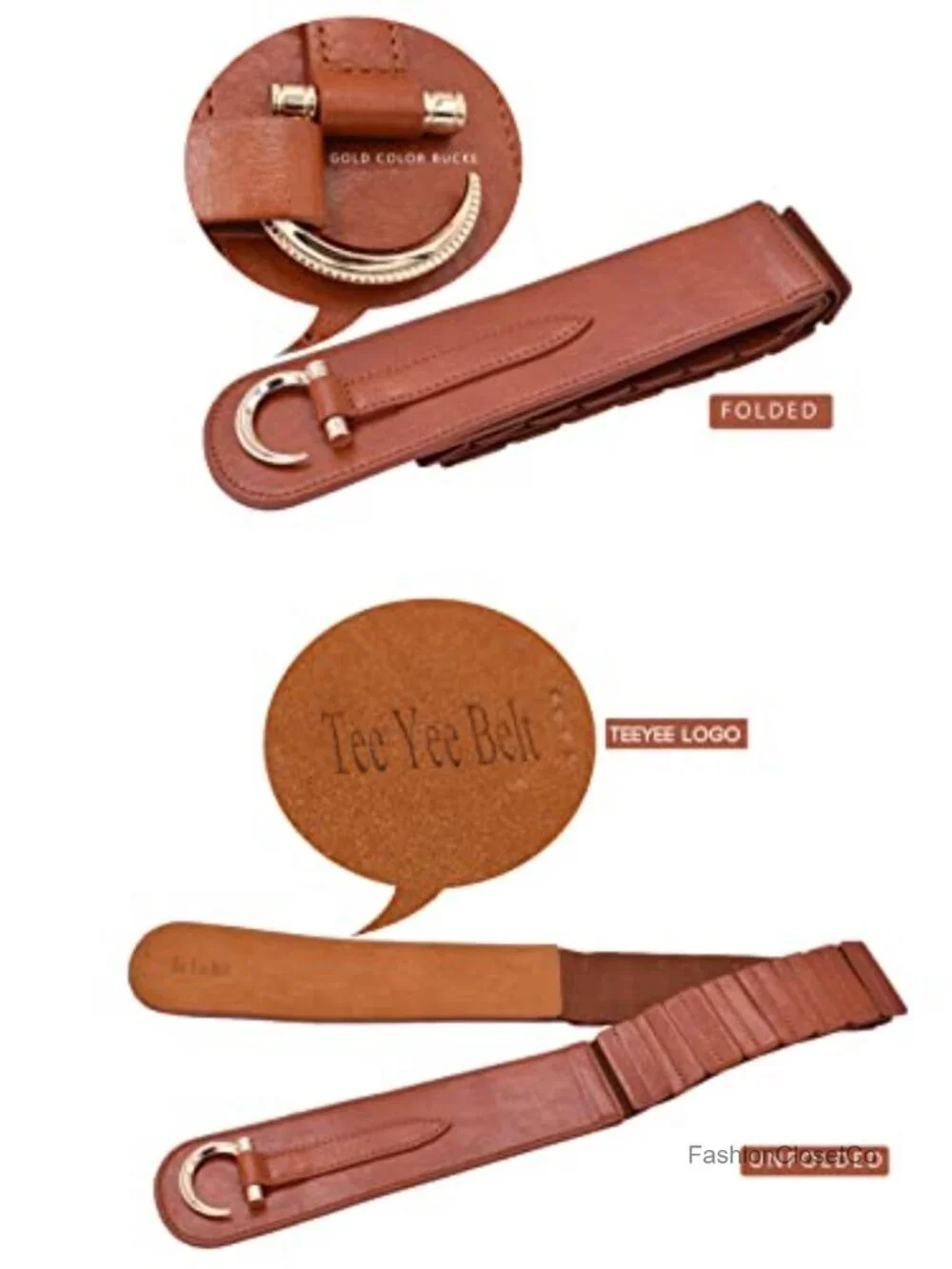 Women Vintage Elastic Waistband Hook Belt Faux Leather